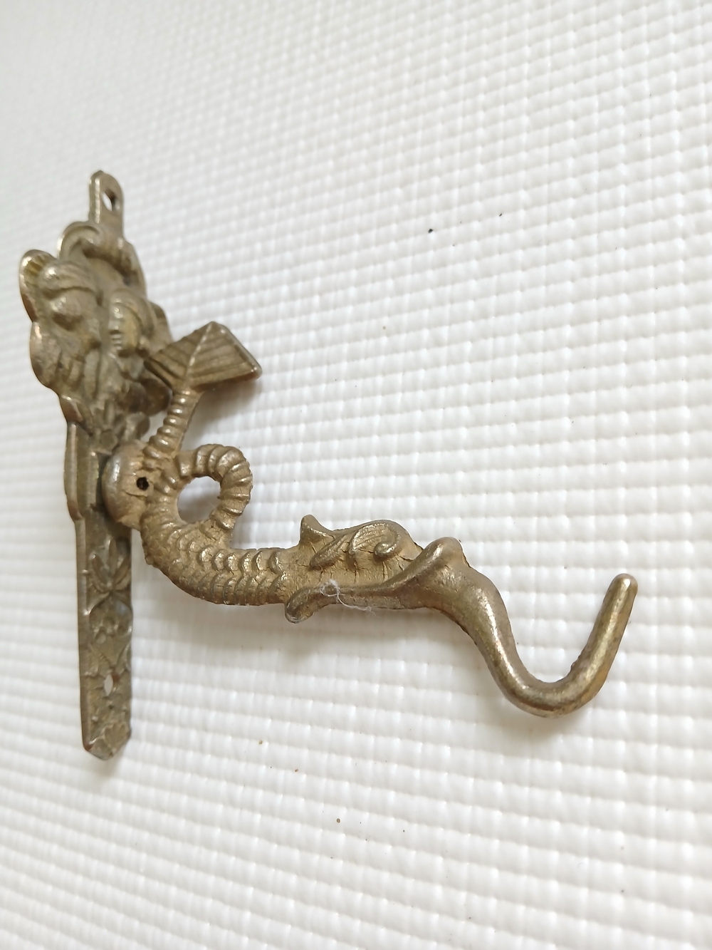 Antique Dutch Brass Serpant/ women/ man faces wall hook, mint, rare
